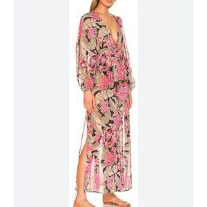 Beach Riot Ryan swim cover dress floral print, pink/black/green , Size S